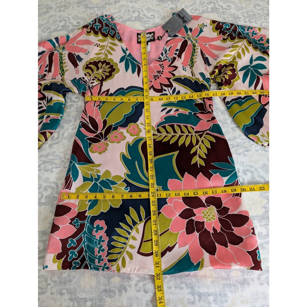 NWT Meghan Los Angeles 100% Silk Kimono Mini Dress Size 6 - Picture 10 of 14
